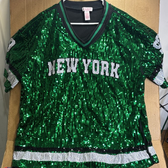 Love Theory Essentials 1992 Emerald Sequin V-Neck Jersey - Picture 1 of 10